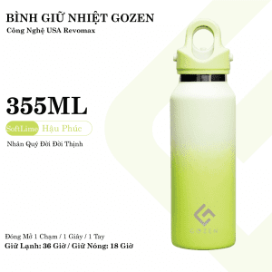 binh giu nhiet gozen revomax mau xanh la chuoi 355ml the thao gozen sport