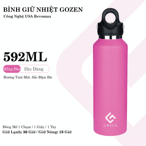 binh giu nhiet gozen 592ml cong nghe usa revomax peach pink