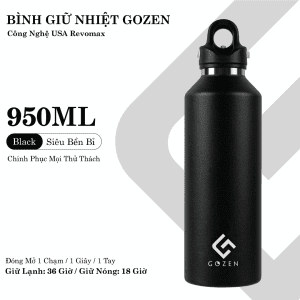 binh giu nhiet xe tai 950ml gozen trucker mau black onyx